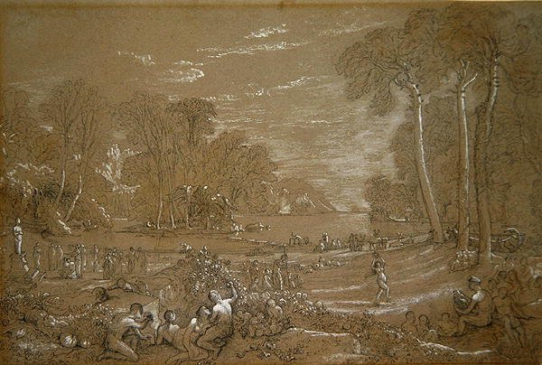Studium Złotego Wieku (ołówek i kreda na papierze) autorstwa Francis Danby
