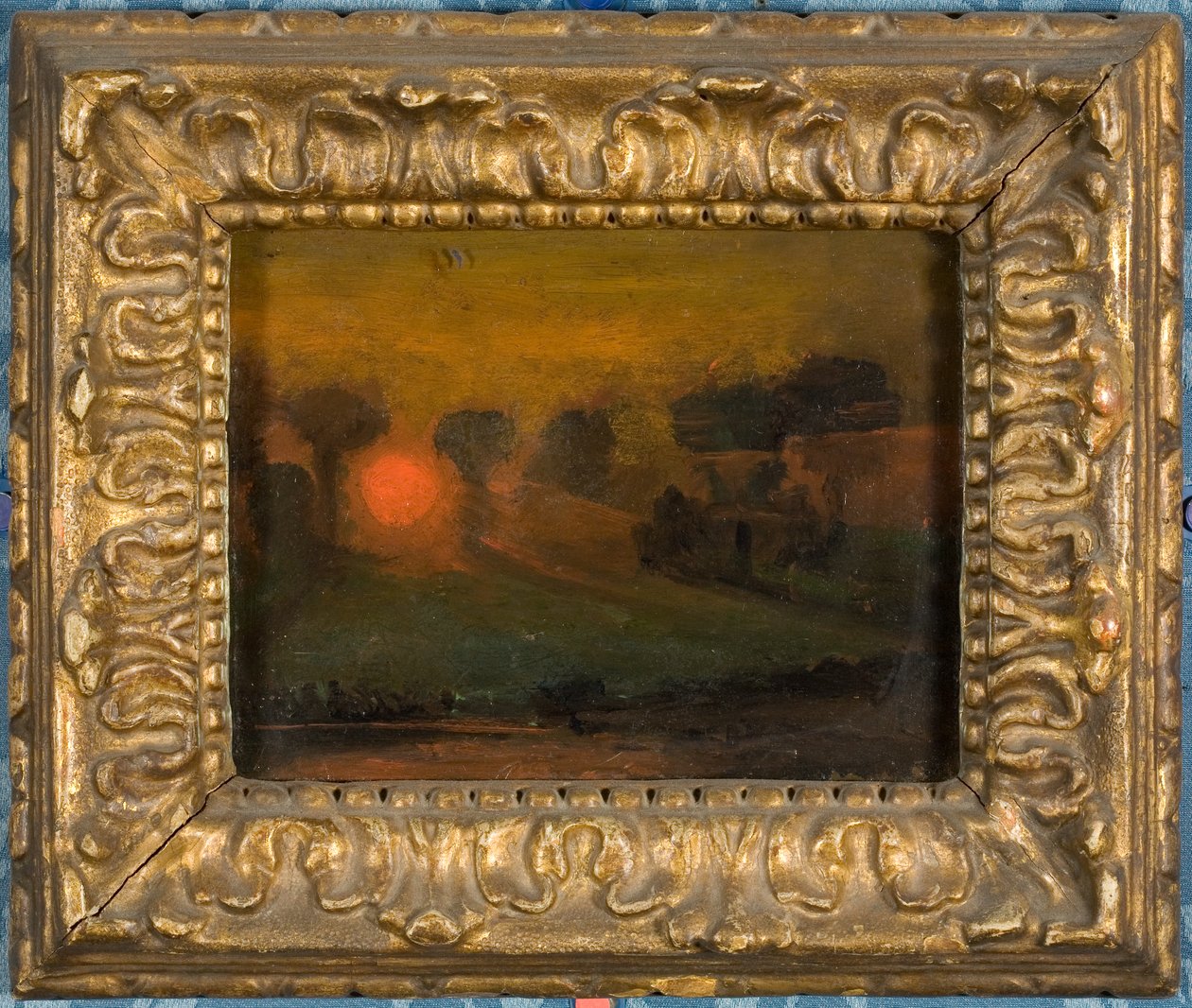 Zachód słońca przez drzewa, ok. 1855 (olej na karcie) autorstwa Francis Danby