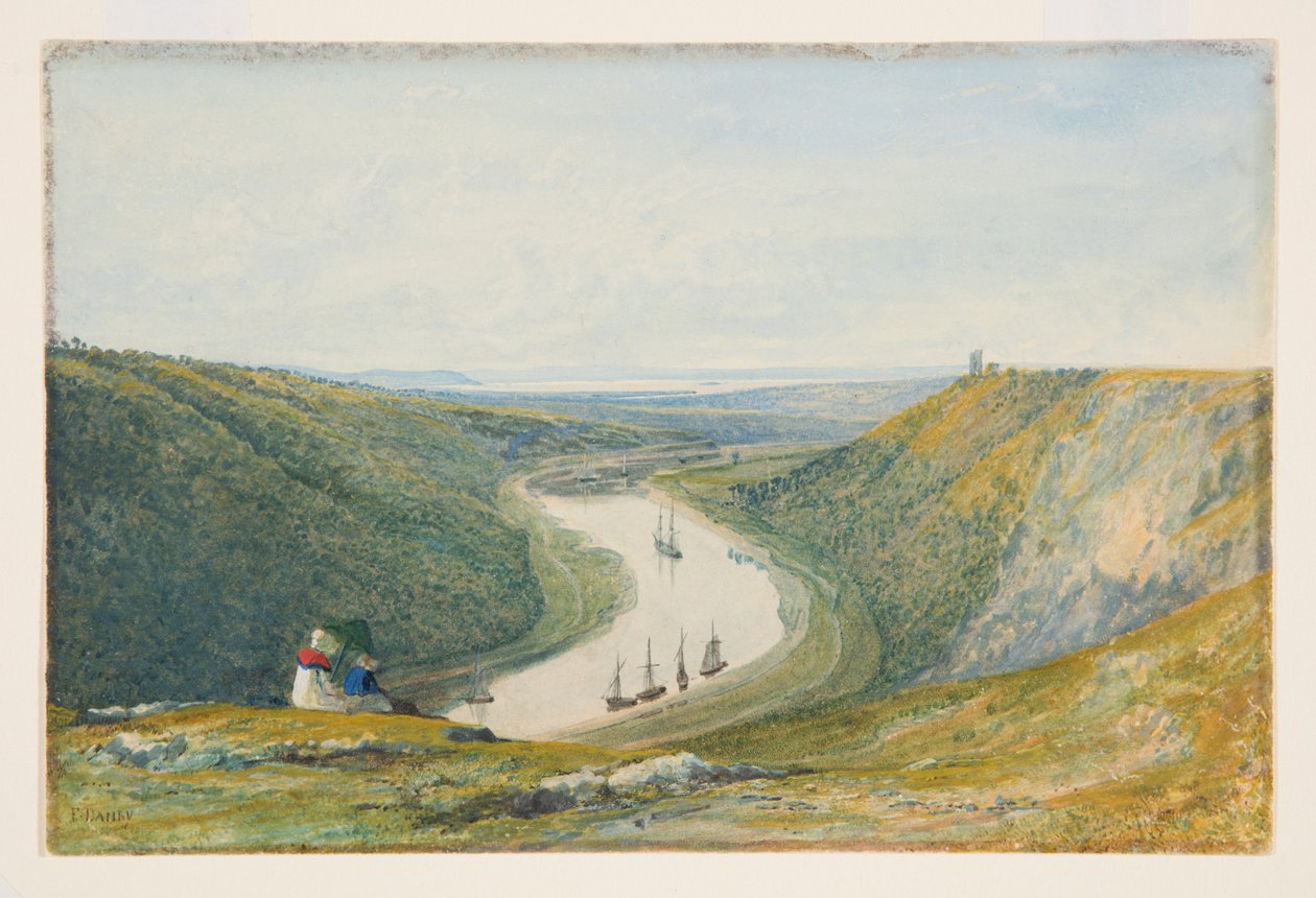 Avon z Durdham Down, ok. 1821 (akwarela i kolor ciała na papierze) autorstwa Francis Danby