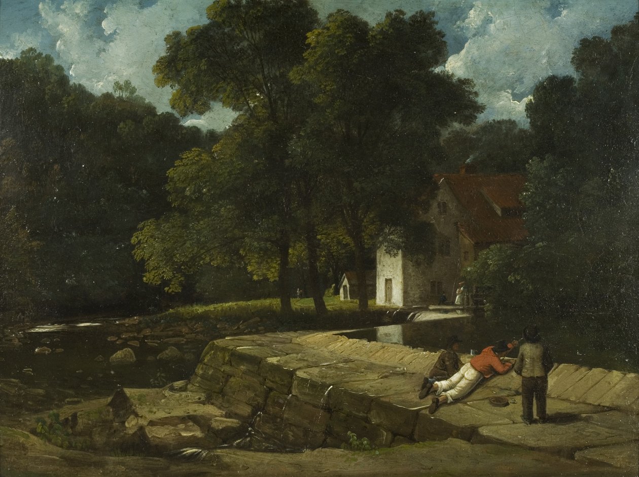 Młyn tabaki, Stapleton, ok. 1822 (olej na pokładzie) autorstwa Francis Danby