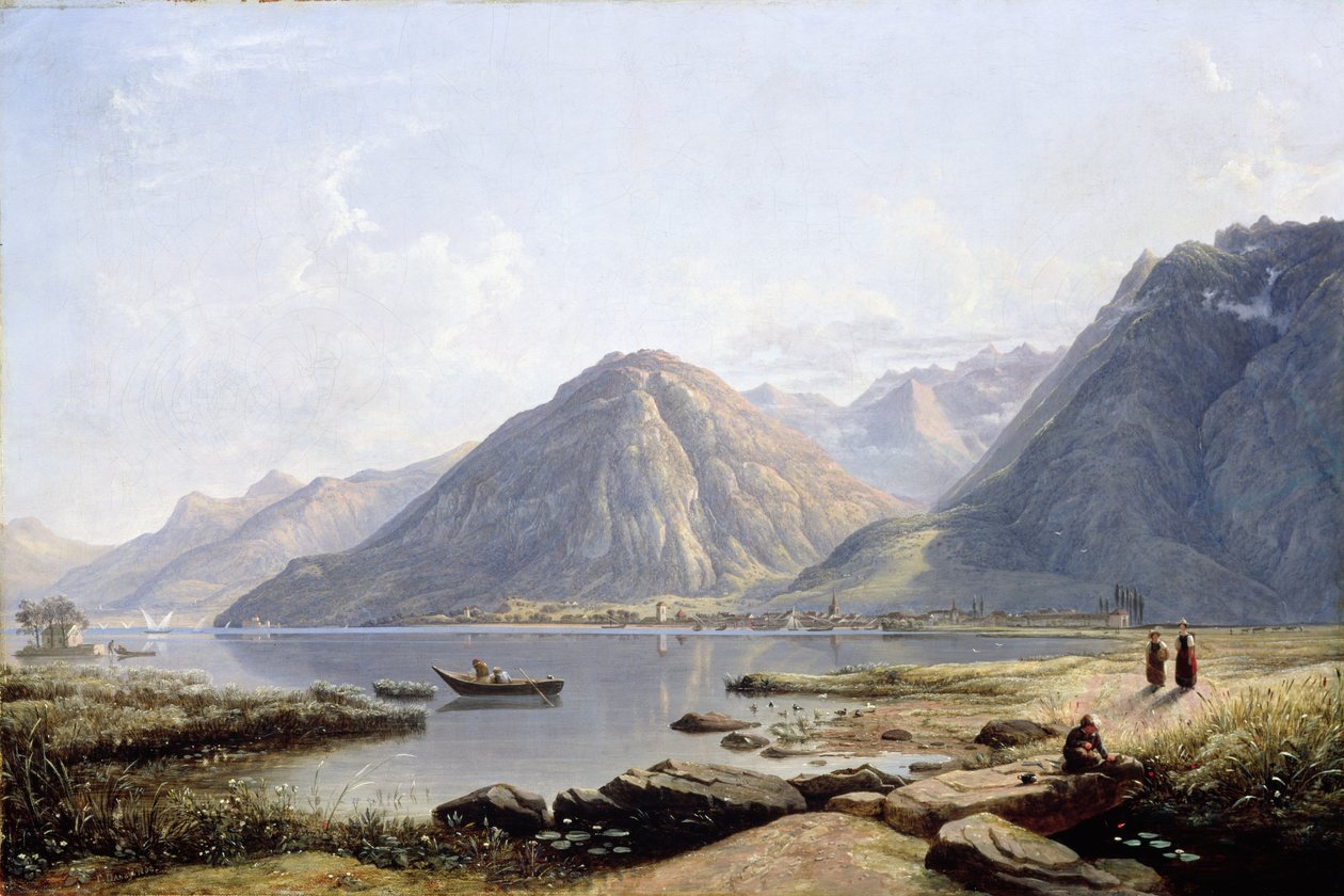 Widok na Jezioro Genewskie z miastem Villeneuve, 1836 autorstwa Francis Danby
