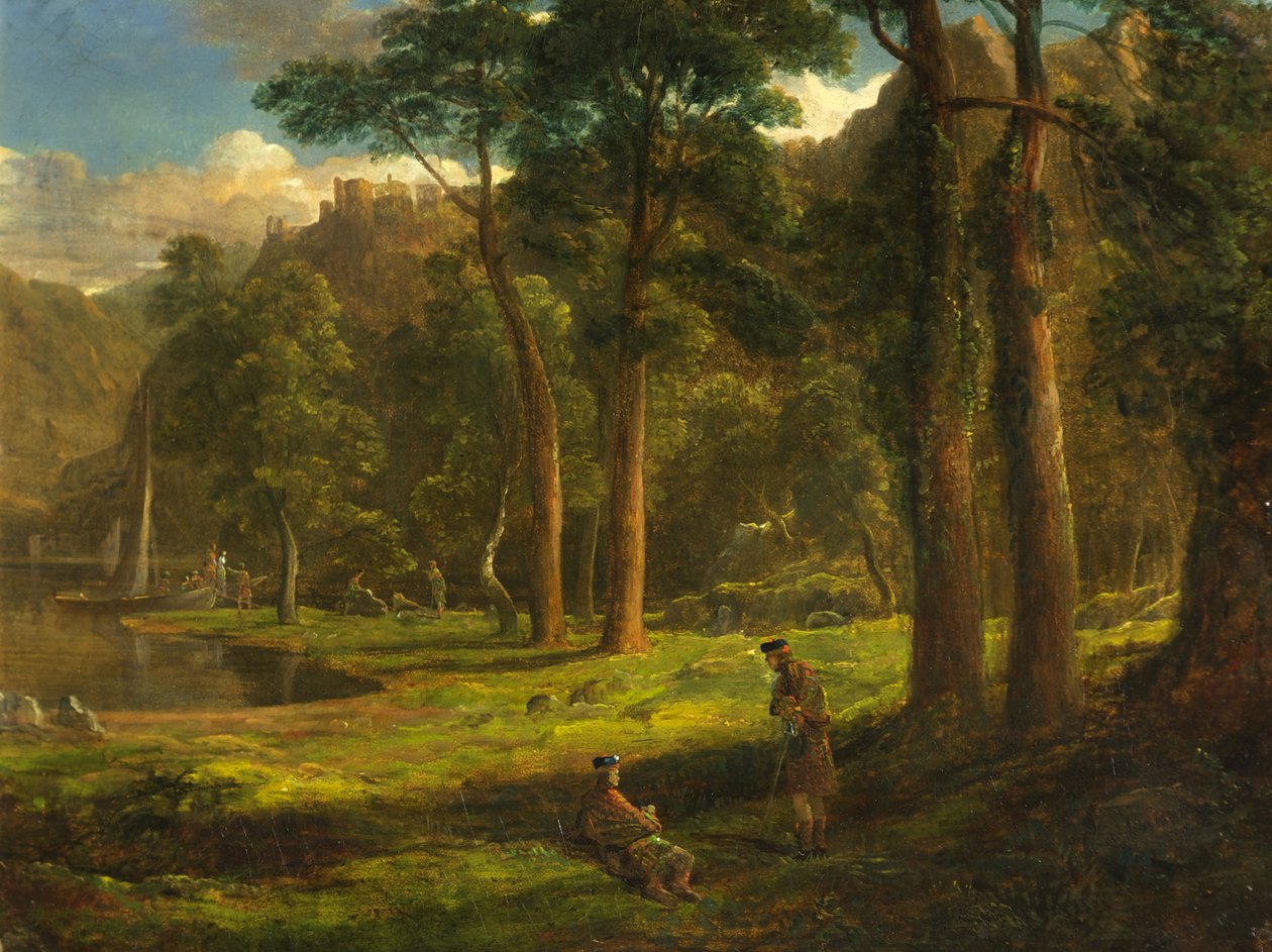 Warriors Reposing in Mountain Glen, ok. 1824 (olej na miazdze) autorstwa Francis Danby
