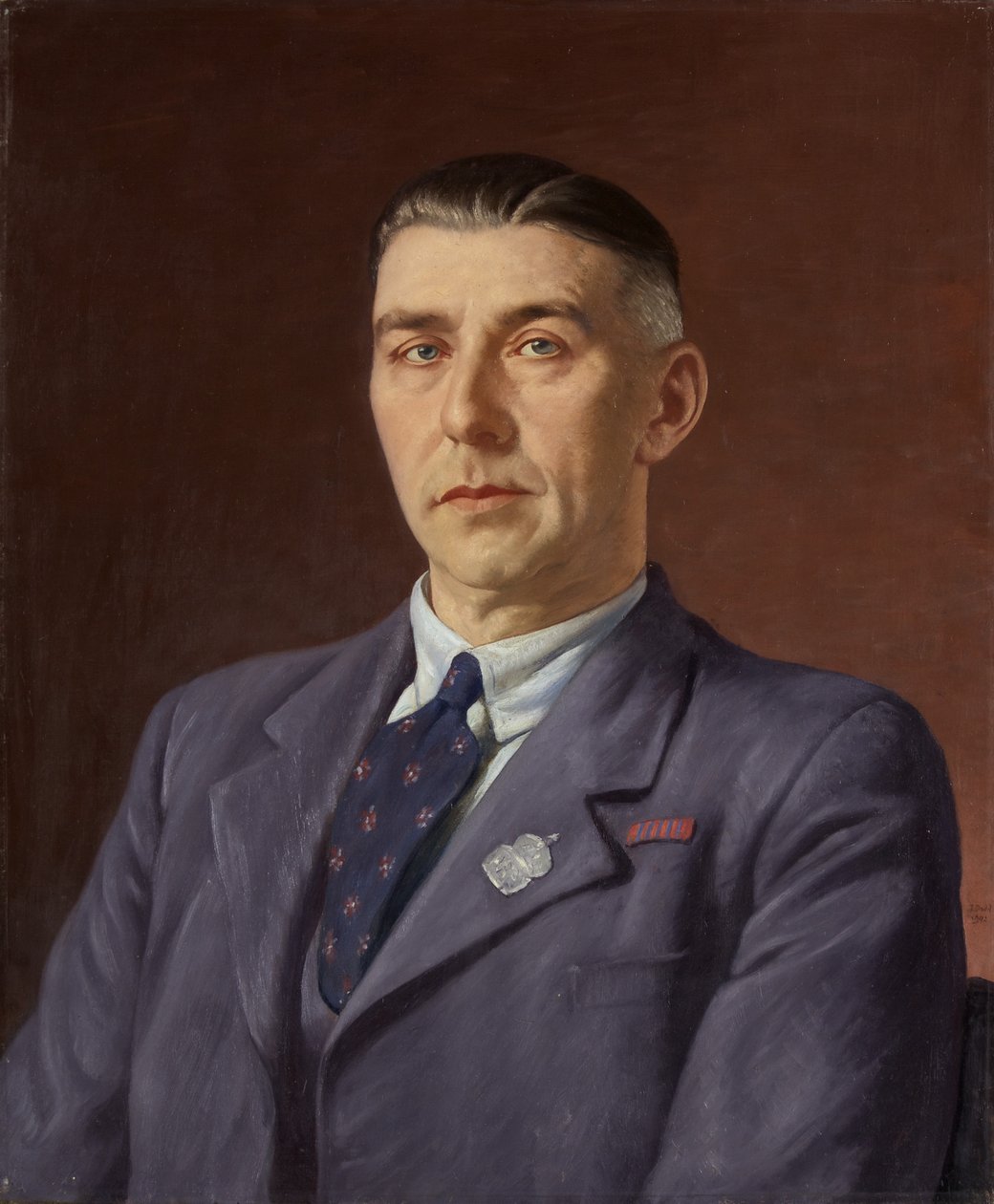 Portret Percival Henry Martin, Poczta, Bristol, ok. 1941-45 (olej na płótnie) autorstwa Francis Dodd