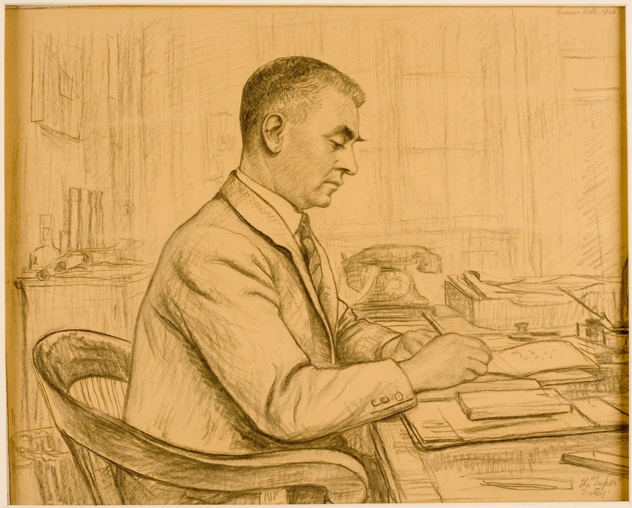 Nadinspektor Birtley (Leonard S. Flatman) (kredka i ołówek na polerowanym papierze) autorstwa Francis Dodd