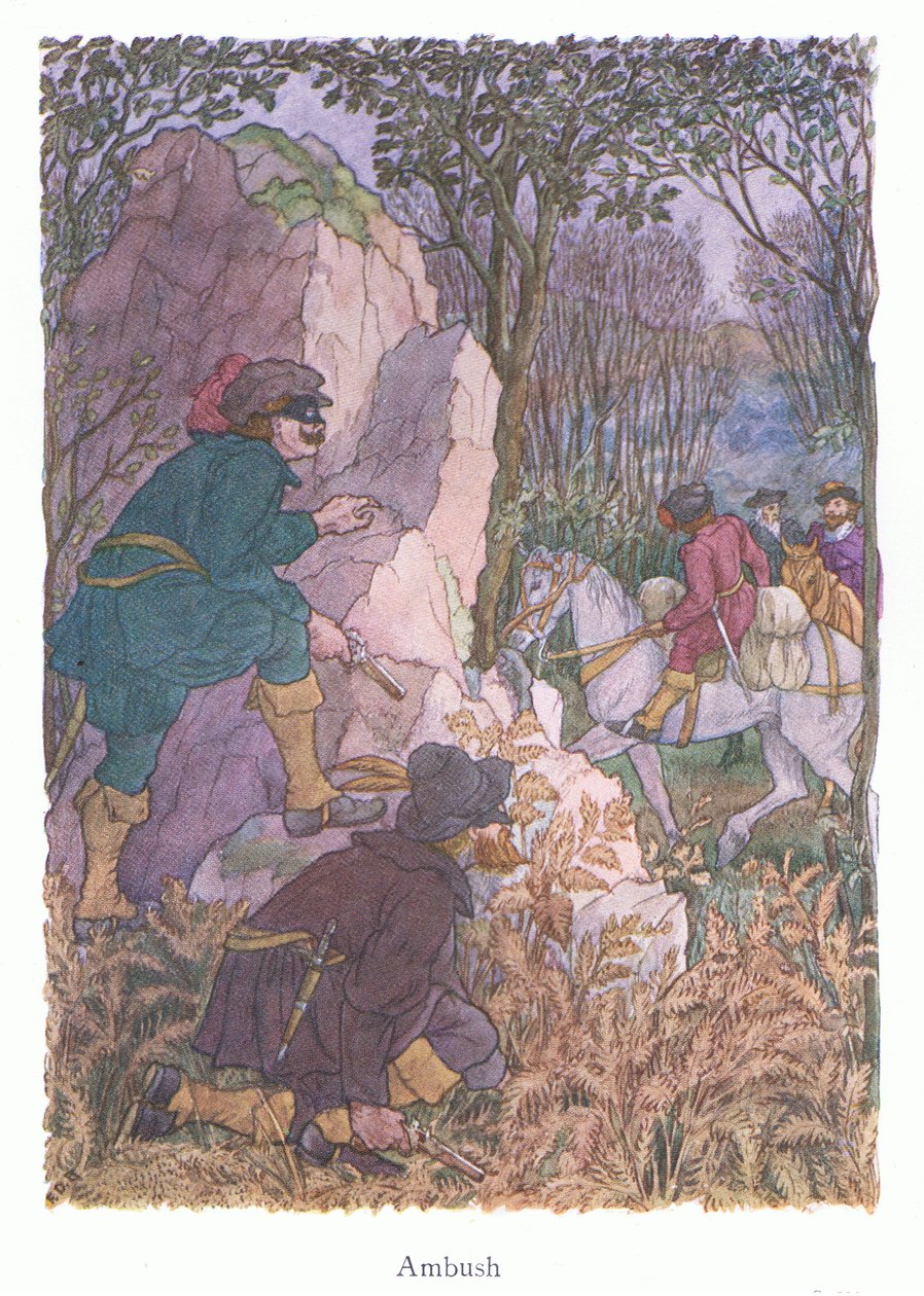 Zasadzka (kolorowa litografia) autorstwa Francis Donkin Bedford