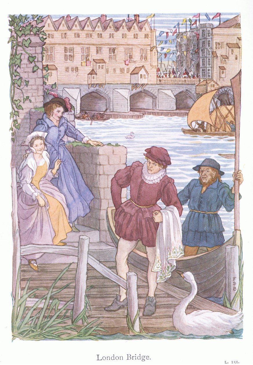 London Bridge (kolorowa litografia) autorstwa Francis Donkin Bedford