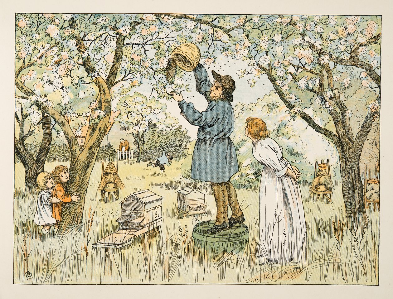 The Bee Farmer, z Four and Twenty Toilers, wyd. 1900 (kolorowa litografia) autorstwa Francis Donkin Bedford