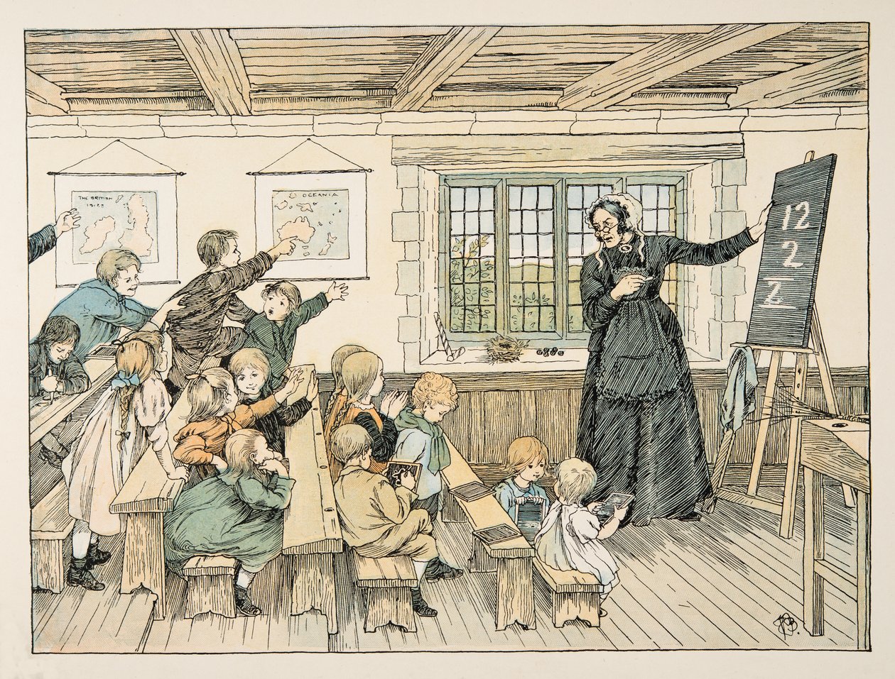 The Dame, od Four and Twenty Toilers, pub. 1900 (kolorowa litografia) autorstwa Francis Donkin Bedford