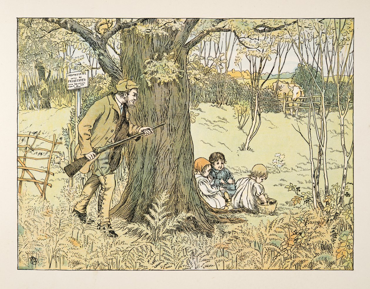 The Gamekeeper, z Four and Twenty Toilers, wyd. 1900 (kolorowa litografia) autorstwa Francis Donkin Bedford