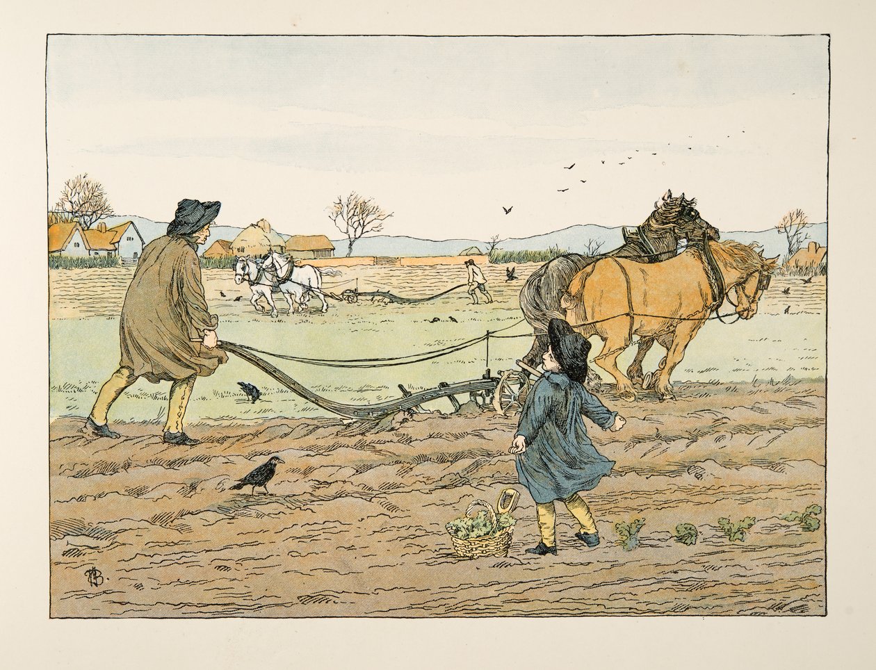 The Ploughman, z Four and Twenty Toilers, wyd. 1900 (kolorowa litografia) autorstwa Francis Donkin Bedford