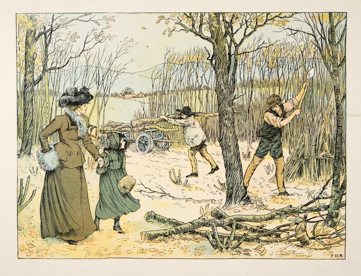 The Woodman, z Four and Twenty Toilers, wyd. 1900 (kolorowa litografia) autorstwa Francis Donkin Bedford