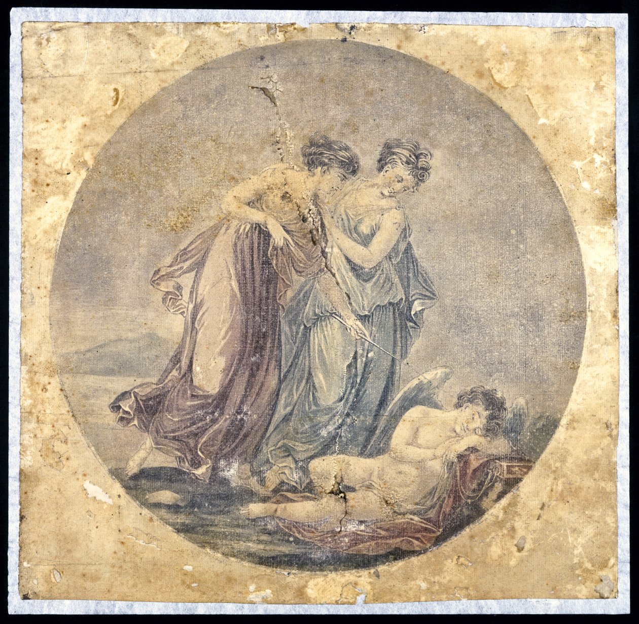 Graces Awakening Cupid, według obrazu Benjamina Westa (1738-1820) 1778-81 (malarstwo mechaniczne) autorstwa Francis Eginton