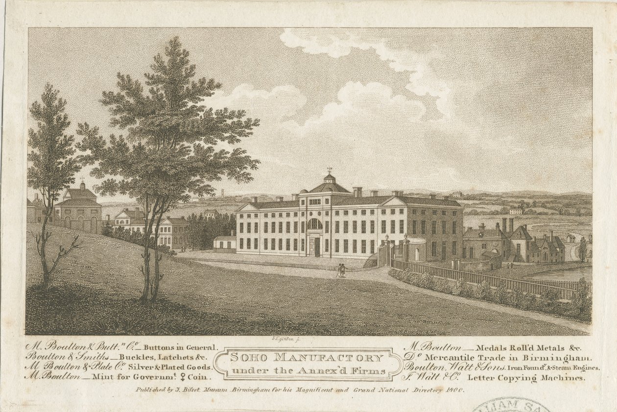 Manufaktura Soho: grawerowanie punktowe brązowym tuszem i [ok. 1800] autorstwa Francis Eginton
