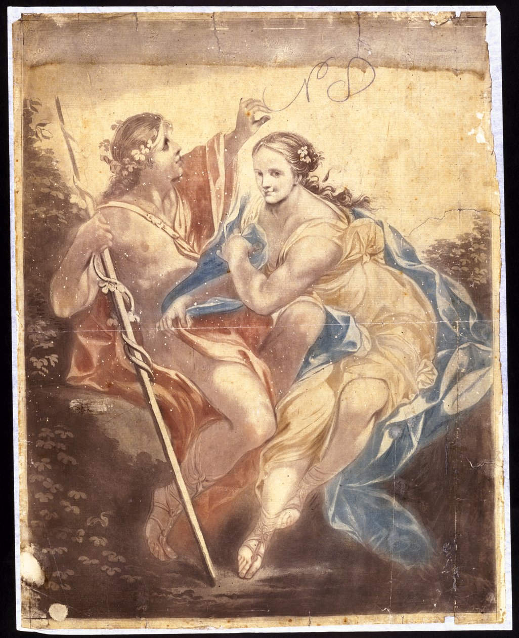 Wenus i Adonis, wg obrazu Benjamina Westa (1738-1820) 1778-81 (malarstwo mechaniczne) autorstwa Francis Eginton