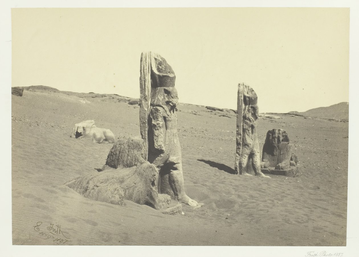 Kolosy i Sfinks w Wady Saboua, Nubia, 1857. autorstwa Francis Frith