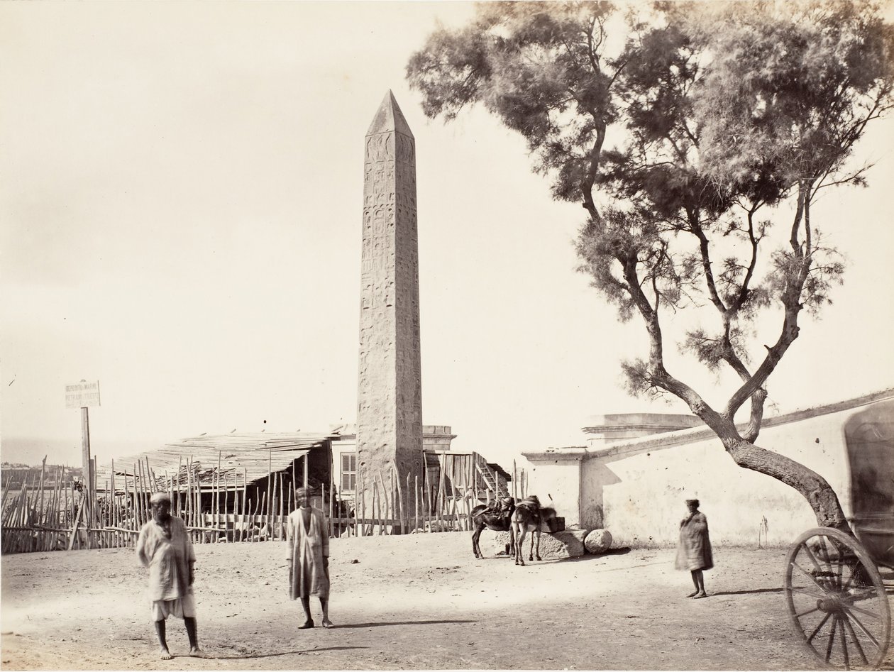 Egipski Obelisk, Igła Kleopatry, Aleksandria, Egipt, ca. 1870. autorstwa Francis Frith