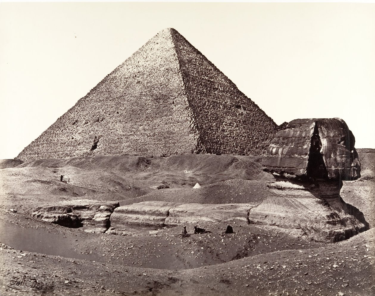 Wielka Piramida i Wielki Sfinks, 1858. autorstwa Francis Frith