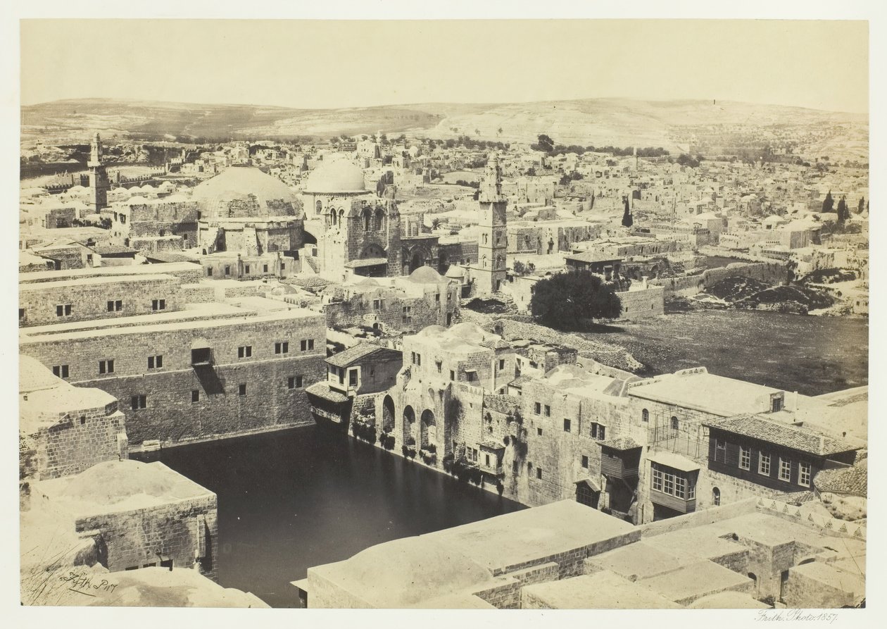 Basen Ezechiasza, z wieży Hippicusa, Jerozolima, 1857. autorstwa Francis Frith