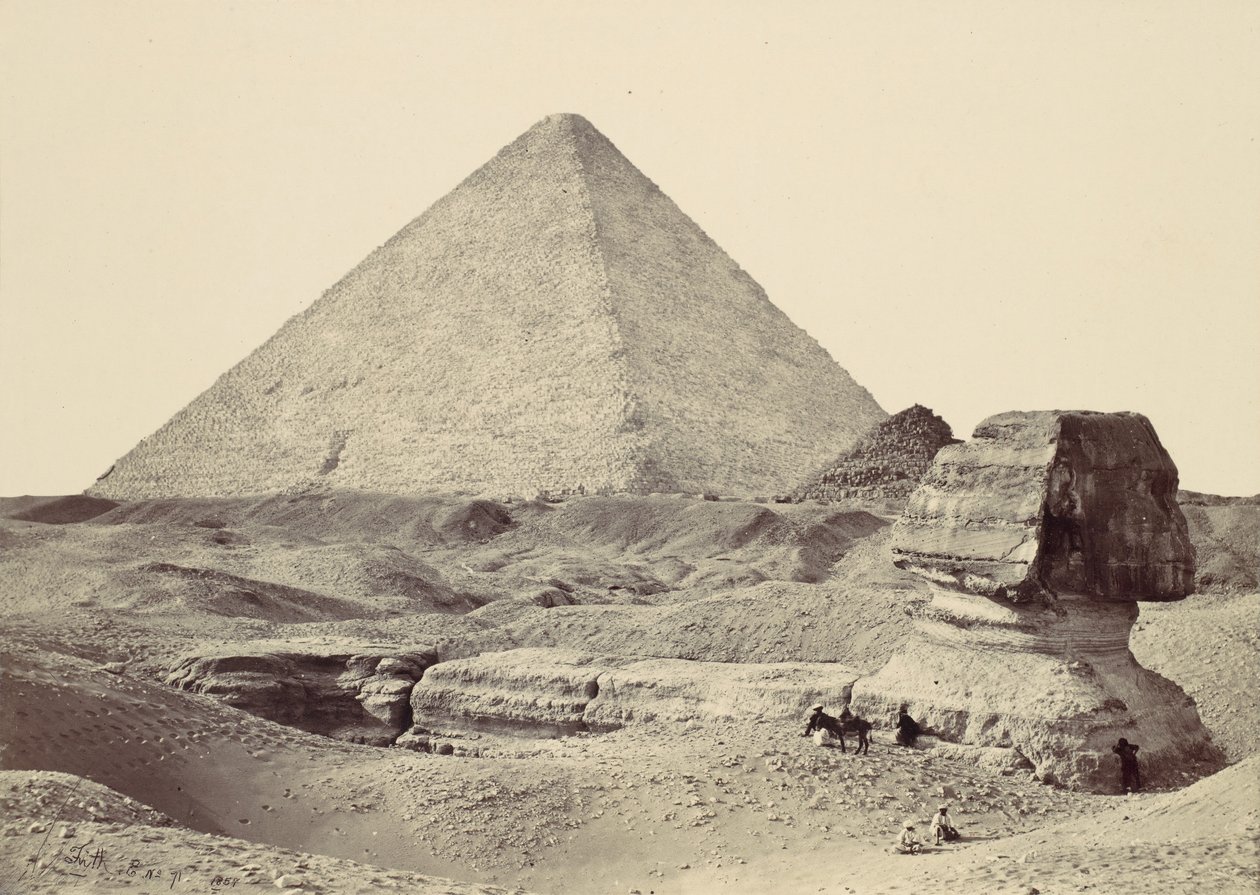 Sfinks i Wielka Piramida, Geezeh, 1857. autorstwa Francis Frith
