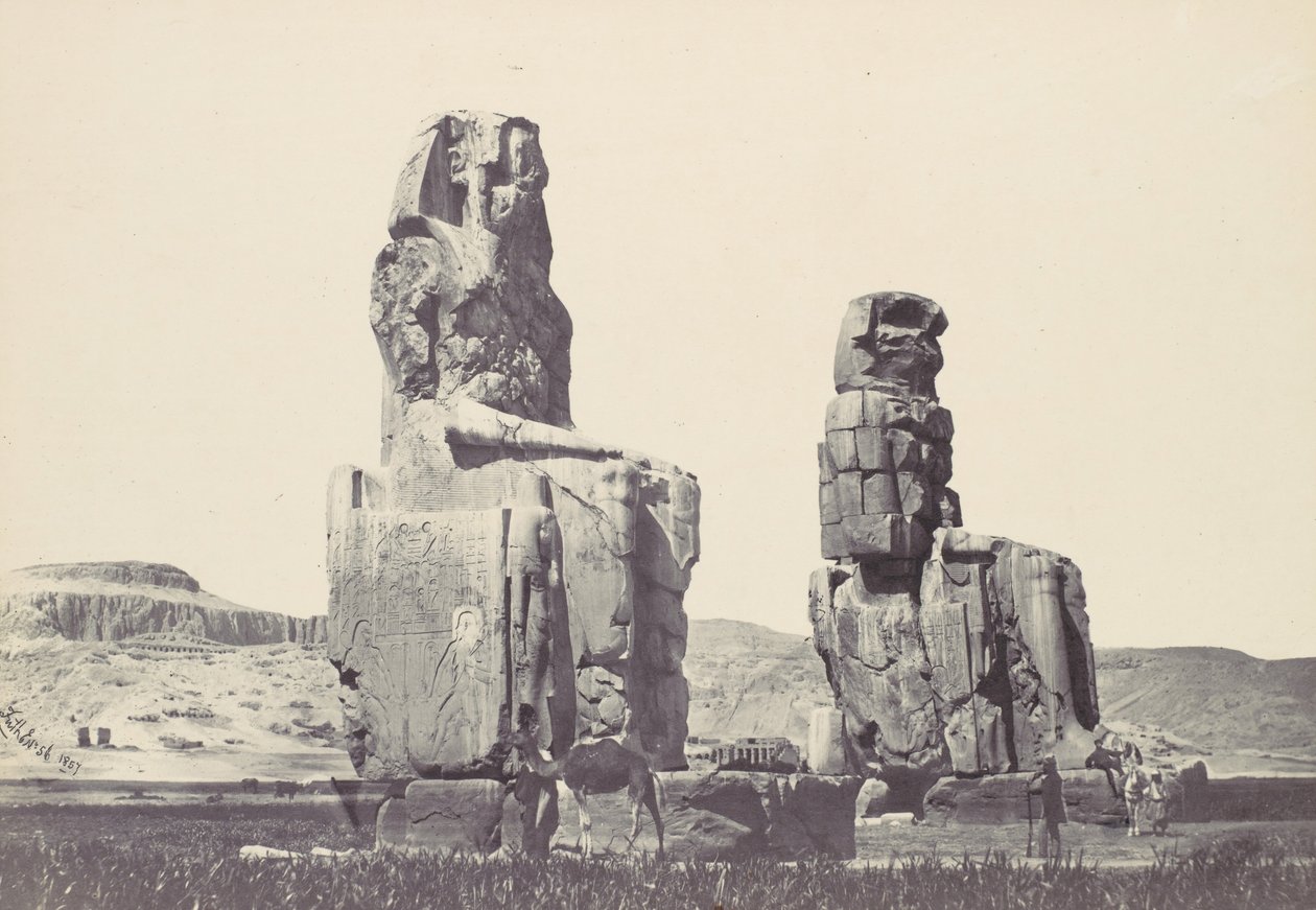 Posągi Memnona. Równina Teb, 1857. autorstwa Francis Frith