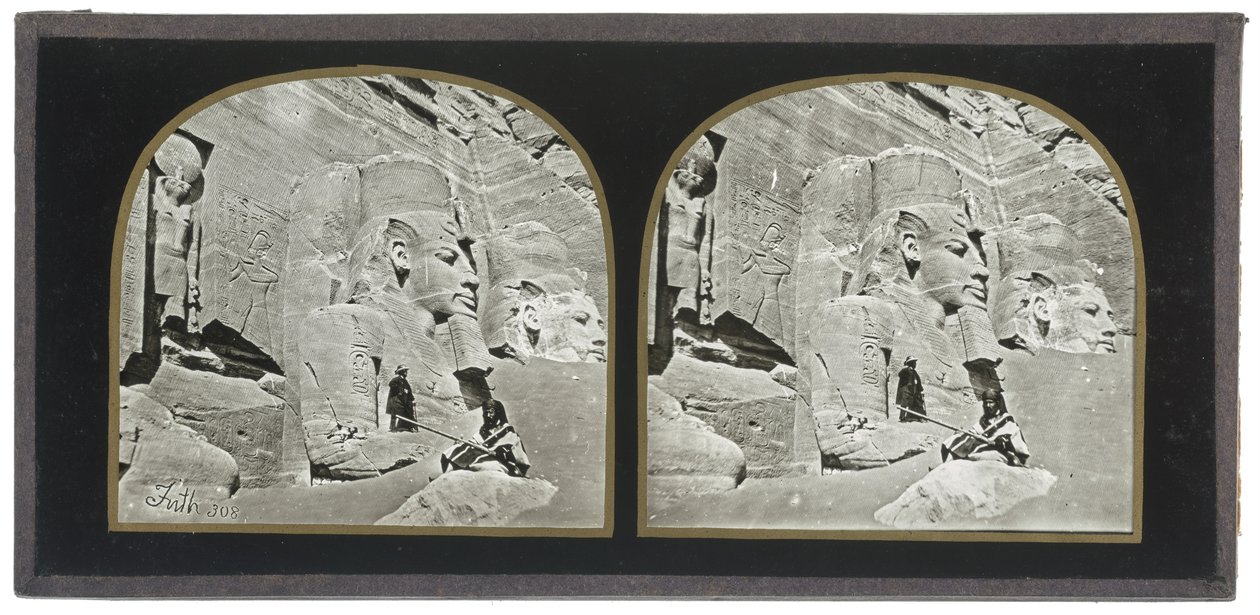 Widok fasady Wielkiej Świątyni Skalnej w Abu Simbel w Nubii autorstwa Francis Frith