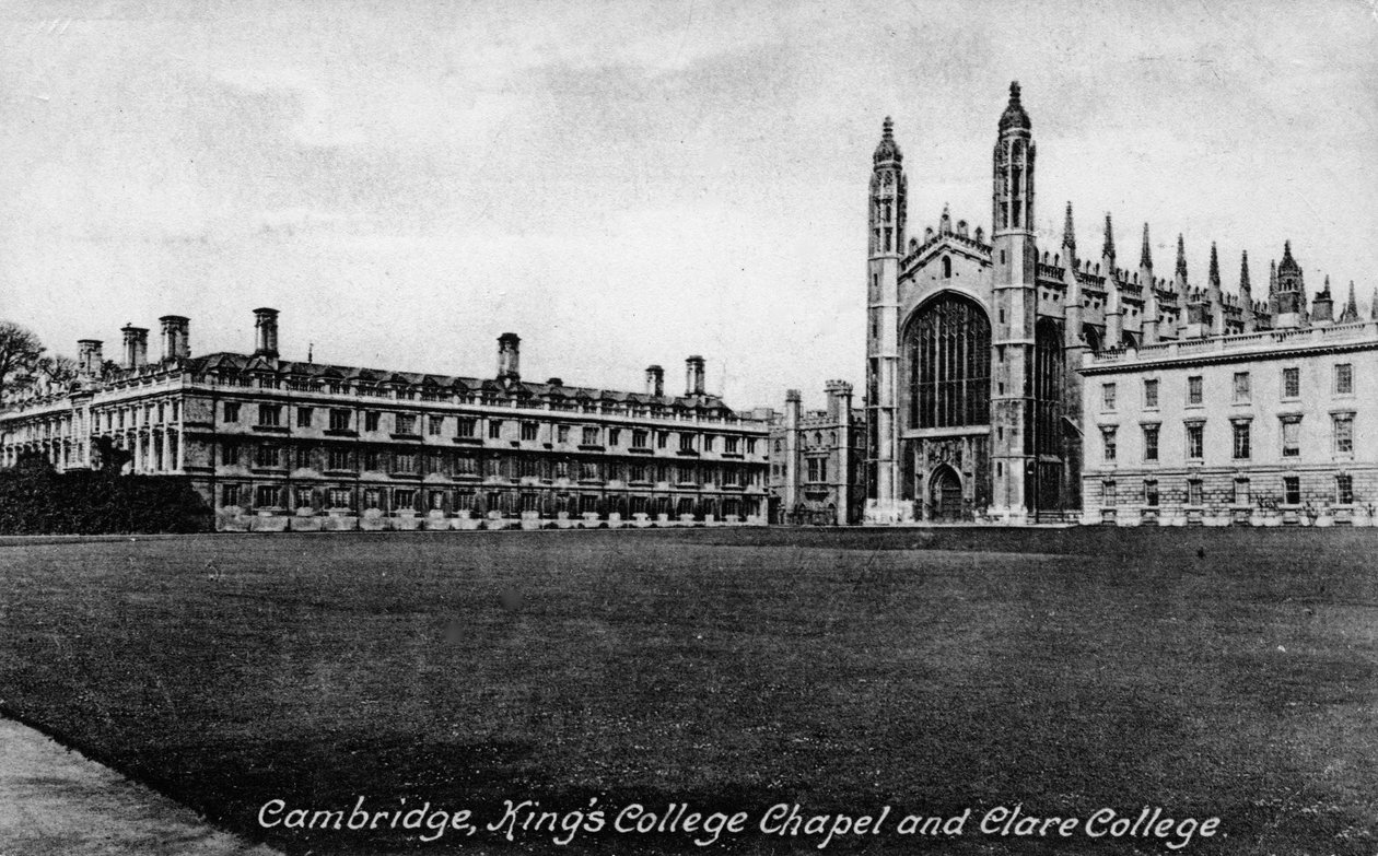 Kings College Chapel i Clare College, Cambridge, Cambridgeshire, koniec XIX wieku. autorstwa Frith and Co