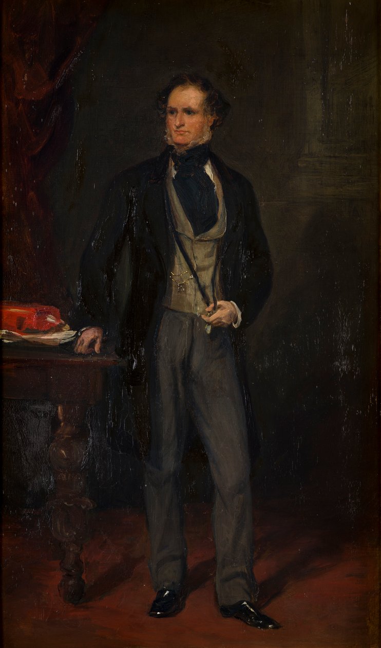 Portret Edwarda Stanleya, c.14th Earl of Derby, c.1820-69 (olej na płótnie) autorstwa Francis Grant