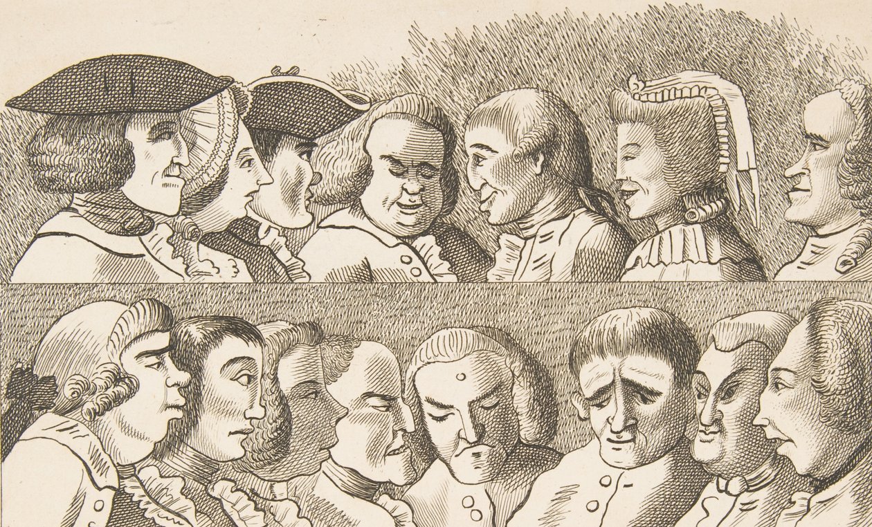Tabliczka IV, z Reguł rysowania karykatur, 26 lutego 1788. autorstwa Francis Grose