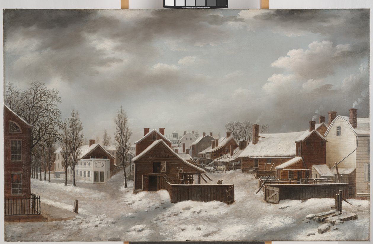 Scena zimowa na Brooklynie, ok. 1817-20 (olej na płótnie) autorstwa Francis Guy