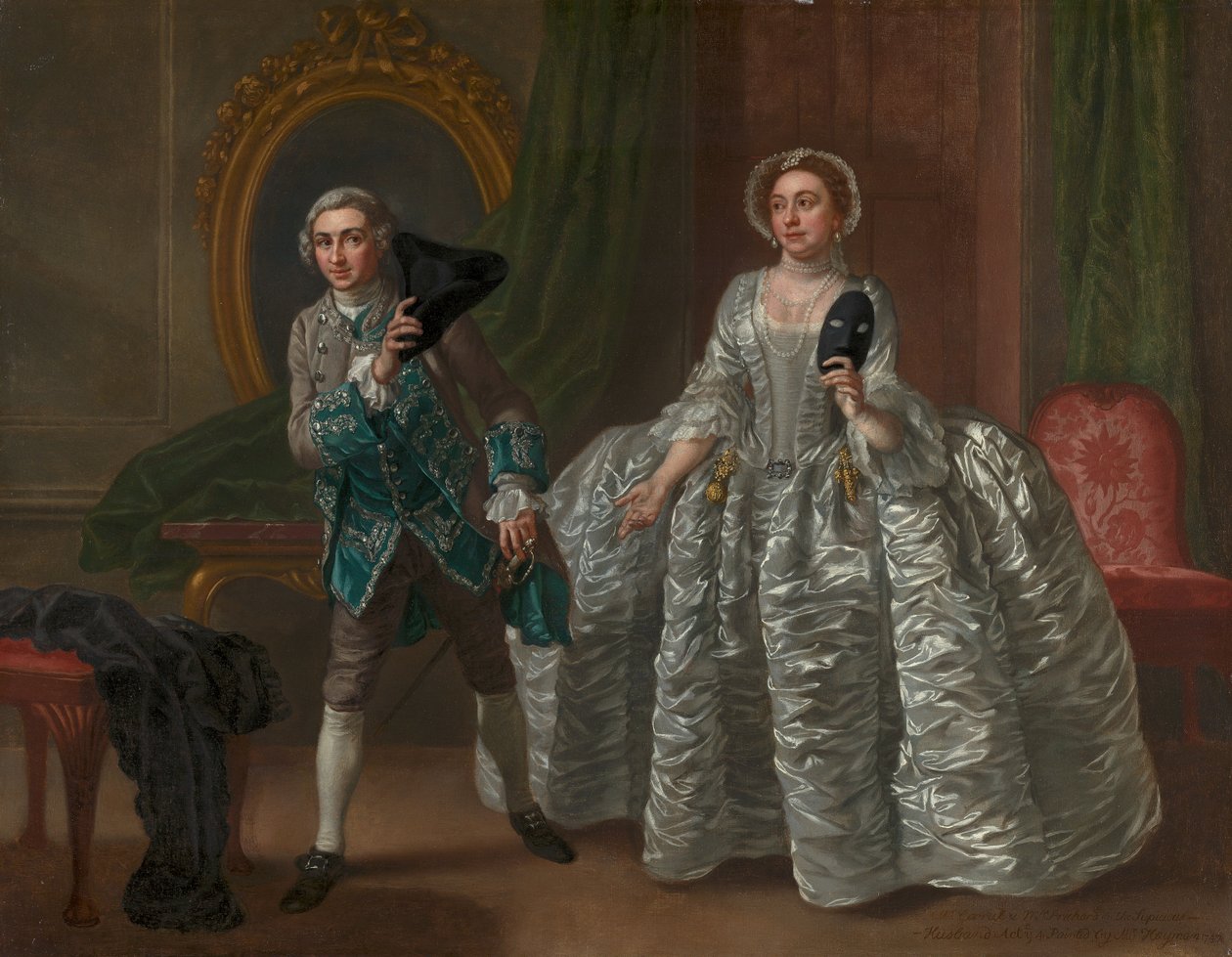 David Garrick i pani Pritchard w filmie „Podejrzany mąż” Benjamina Hoadleya autorstwa Francis Hayman