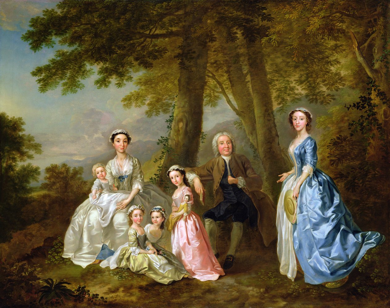 Samuel Richardson siedział ze swoją drugą rodziną autorstwa Francis Hayman