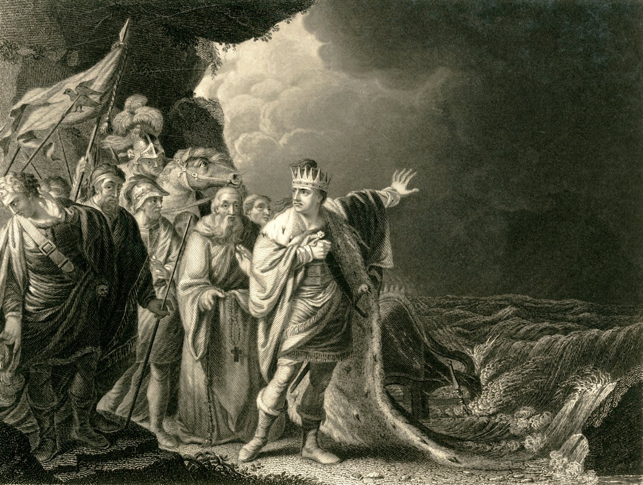 „Kanut upominający swych dworzan”, ok. 1840 r. autorstwa Francis Holl
