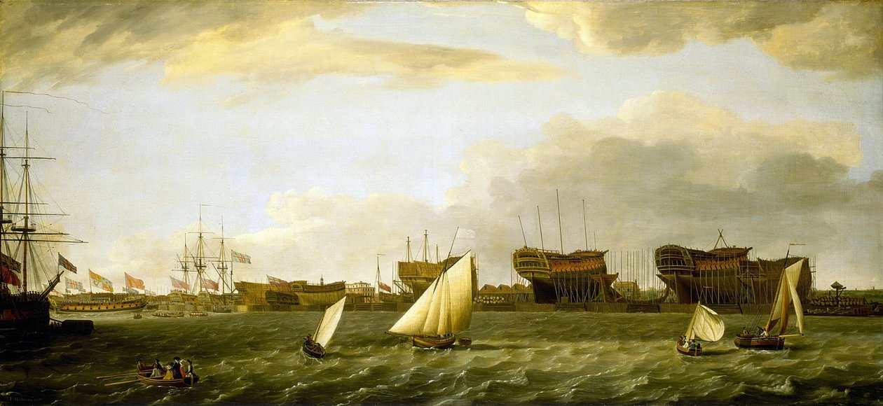 Widok na Blackwall Yard z północnego brzegu Tamizy (Anglia) autorstwa Francis Holman