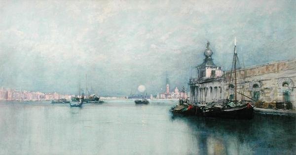 Wschód księżyca nad Canal Grande (akwarela na papierze) autorstwa Francis Hopkinson Smith