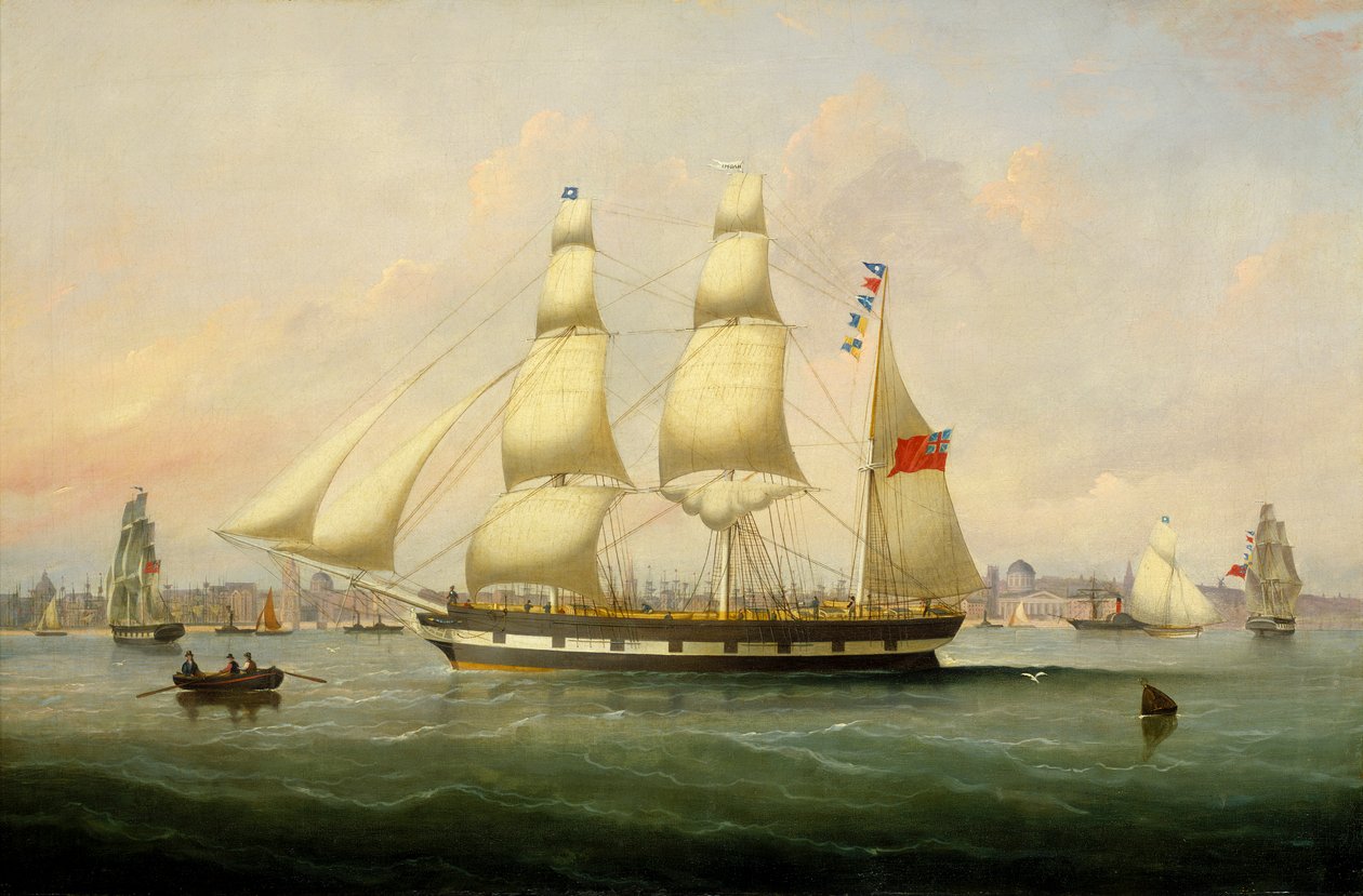 Barka "Naomi", ok. 1848-76 (olej na płótnie) autorstwa Francis Hustwick