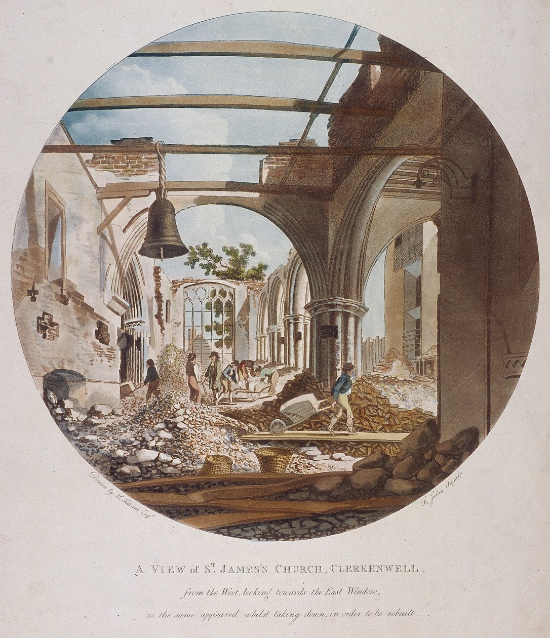 „Widok na kościół św Jakuba, Clerkenwell”, Islington, Londyn, 1789 autorstwa Francis Jukes