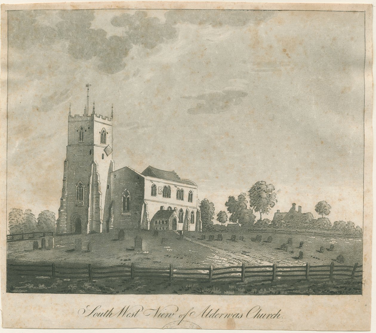 Alrewas Church: rycina akwatinta i [?XVIII w.] (druk) autorstwa Francis Jukes