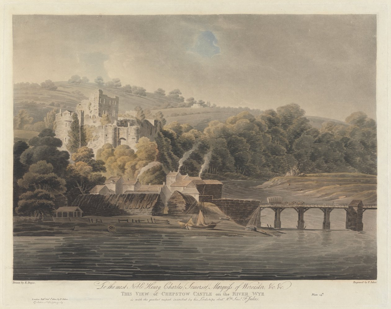 Zamek Chepstow nad rzeką Wye autorstwa Francis Jukes