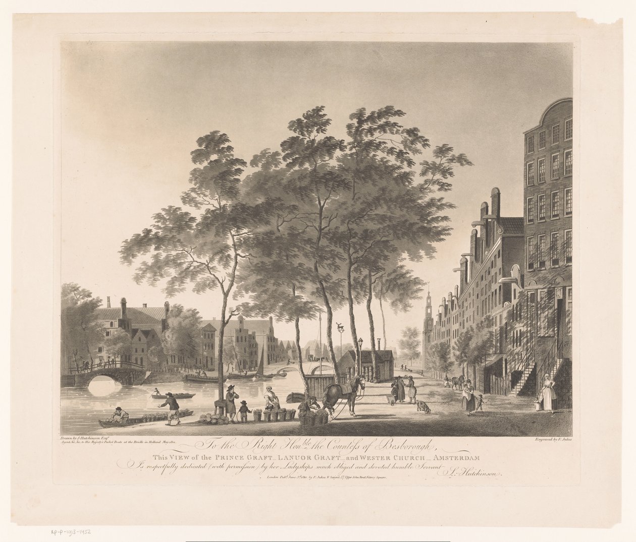 Widok na Prinsengracht i Westerkerk w Amsterdamie Widok na Prince Graft-Lanuor Graft-and Wester Church-Amsterdam (tytuł na obiekcie) autorstwa Francis Jukes