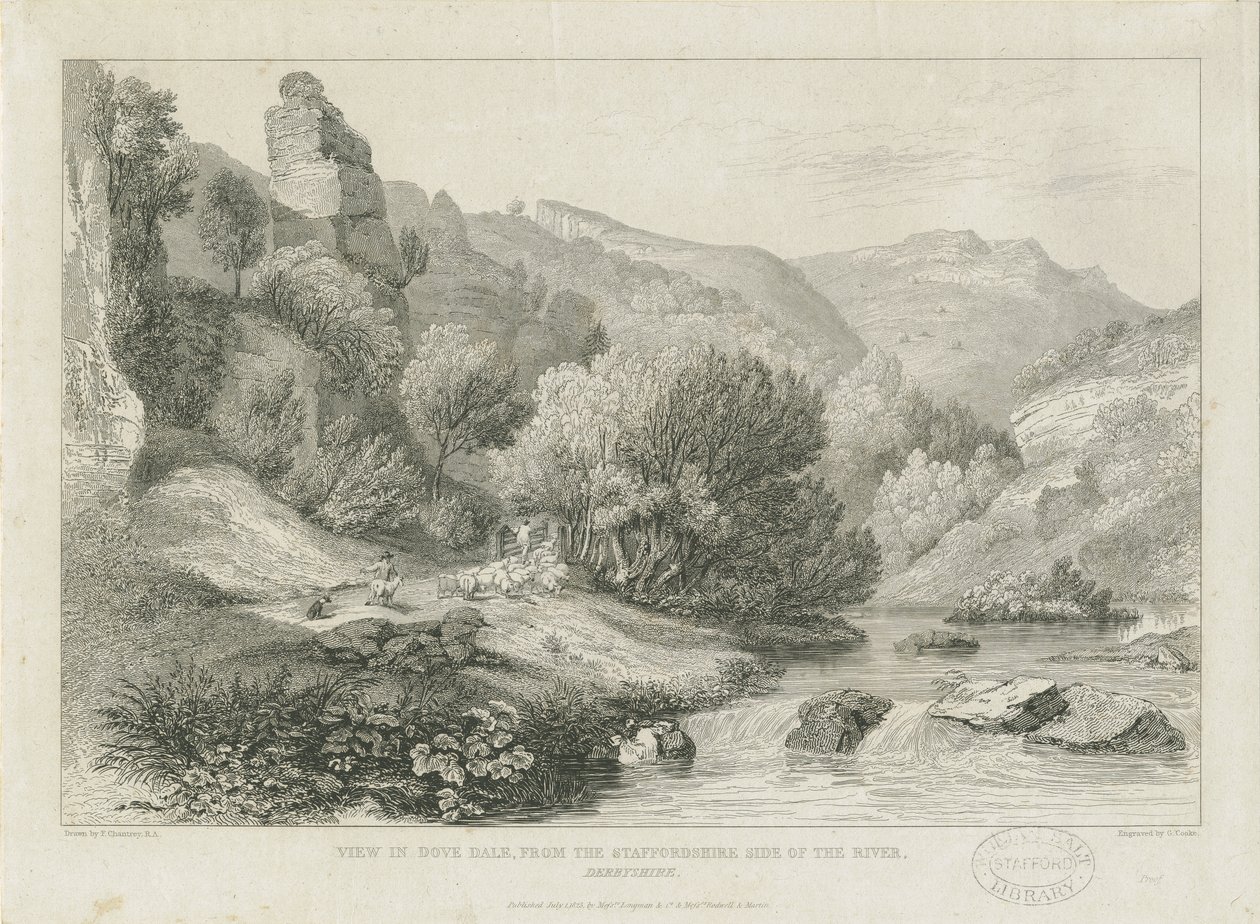 Dovedale - pejzaż: rycina i [XIX w.] autorstwa Francis Legatt Chantrey