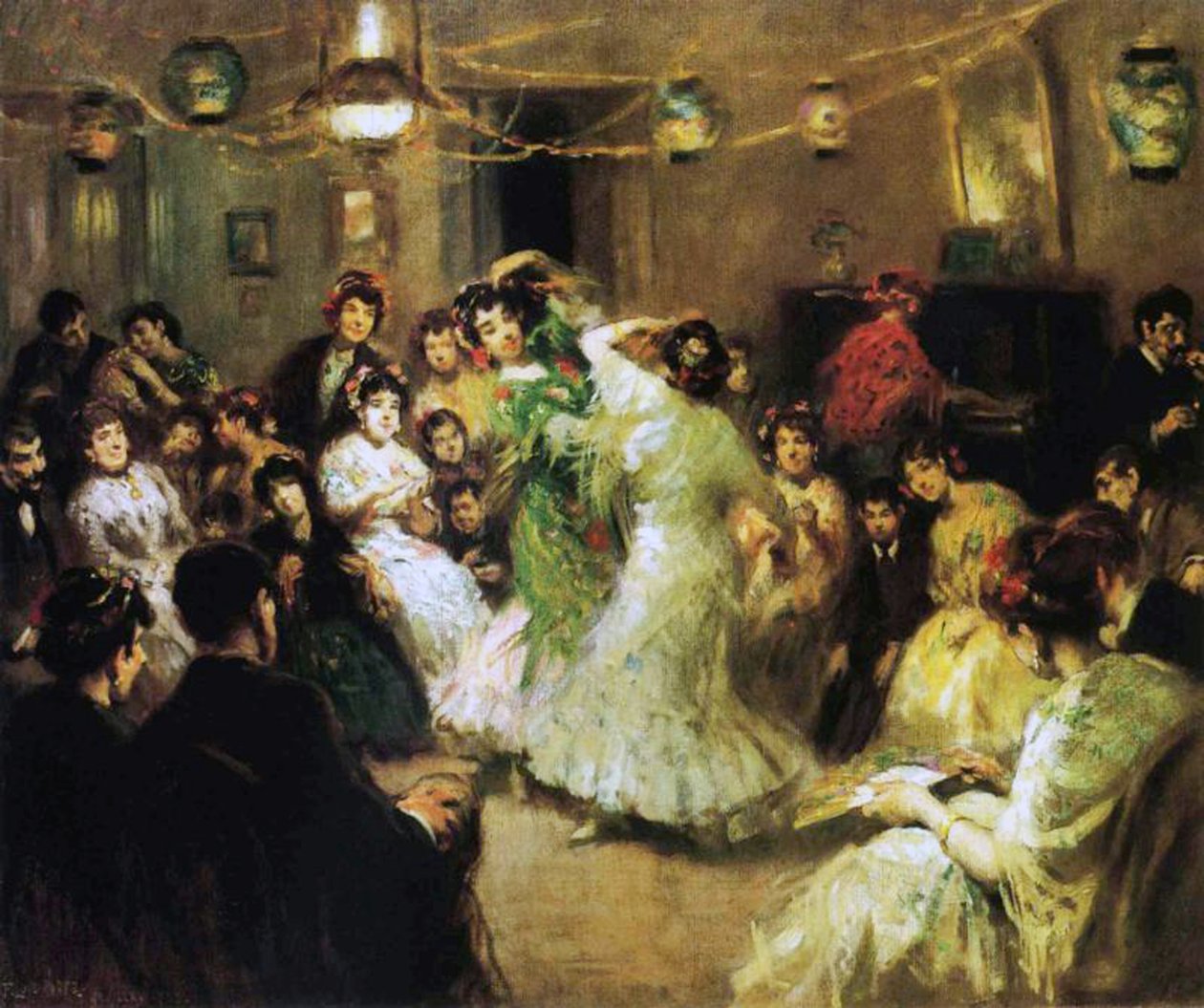 Impreza flamenco w domu, 1908 autorstwa Francis Luis Mora