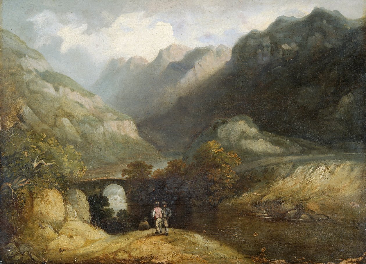 „Most Aberglaslyn”, 1770-1840 autorstwa Francis Nicholson