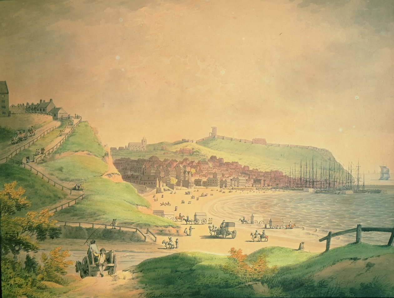 South Bay Scarborough, 1790 autorstwa Francis Nicholson