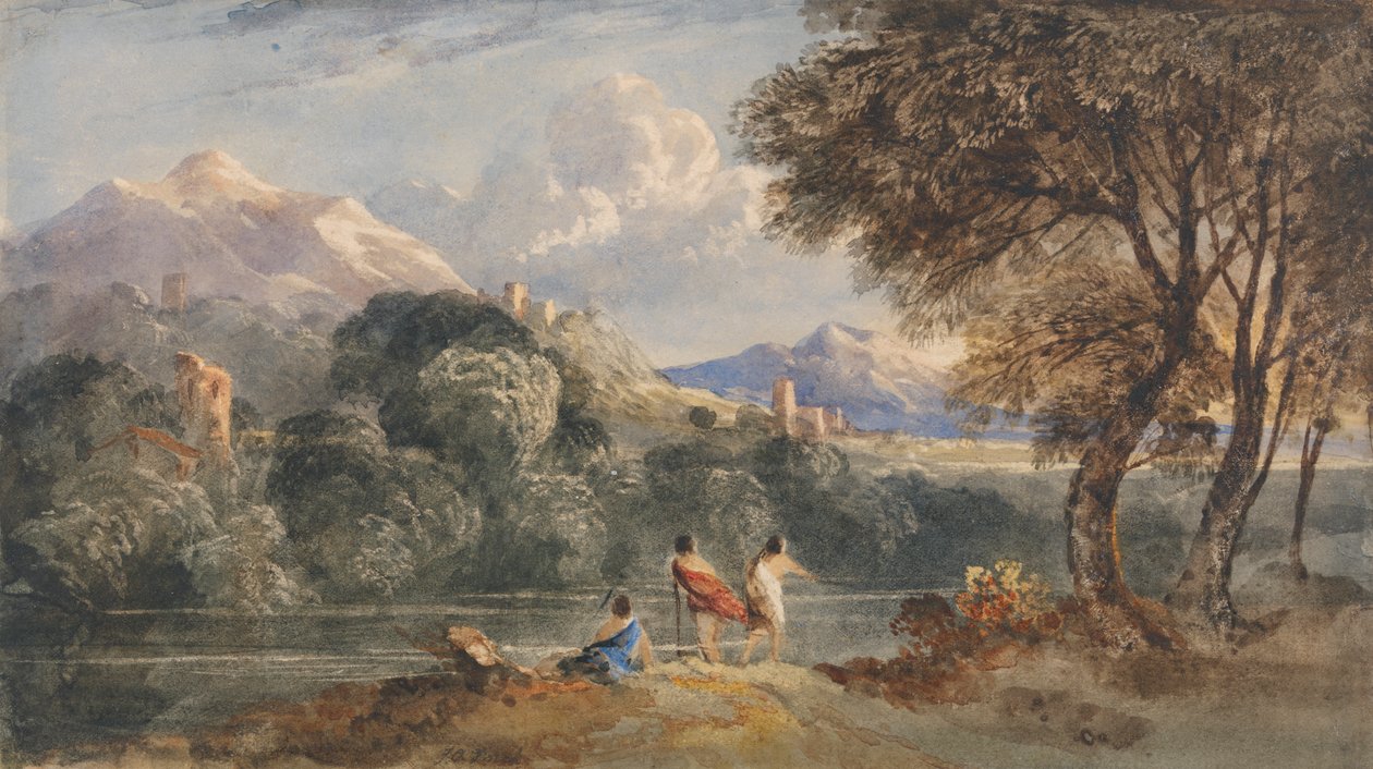 Paisagem clássica com polimento de figuras autorstwa Francis Oliver Finch