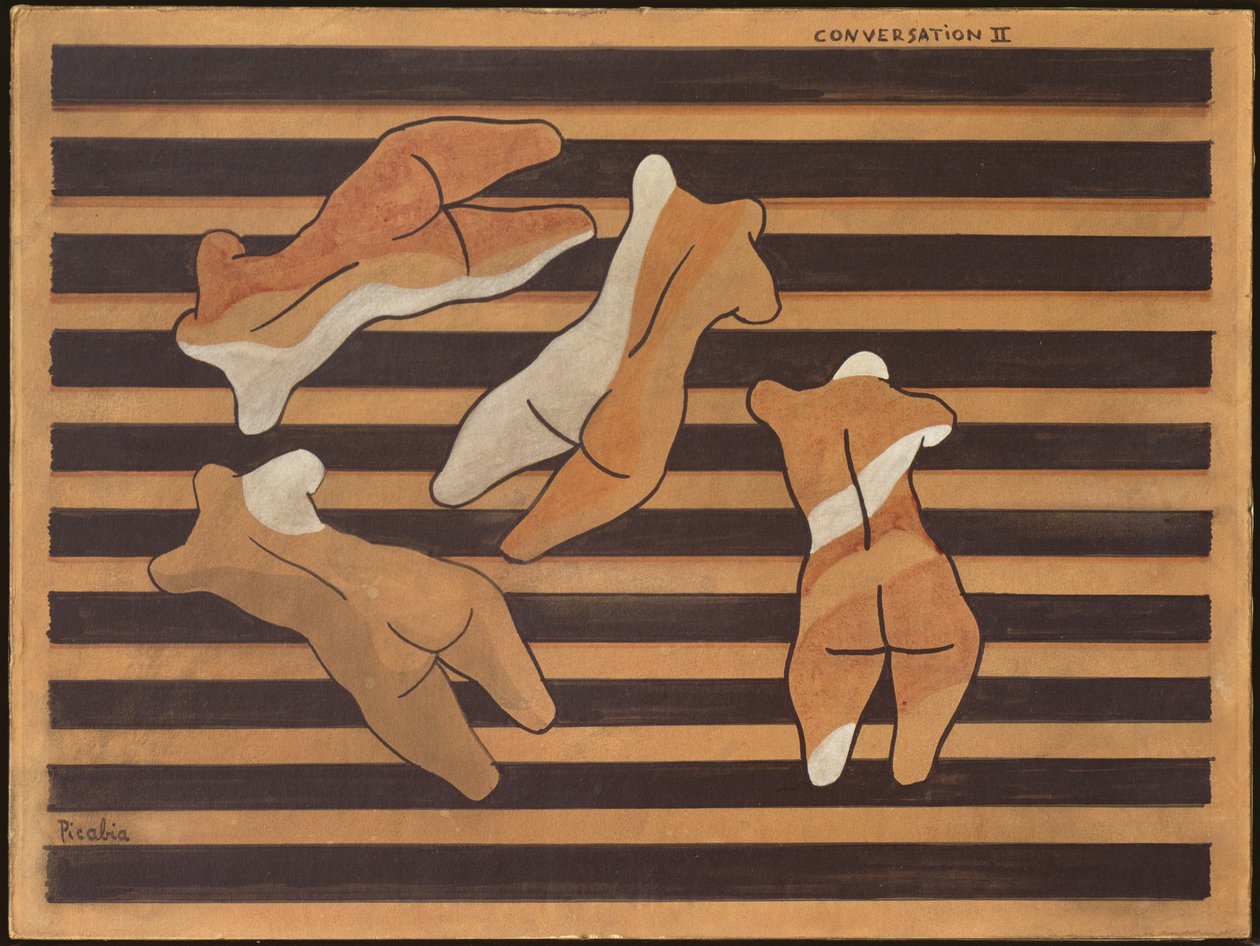 Rozmowa II, ok. 1922 (akwarela na płycie kompozytowej) autorstwa Francis Picabia