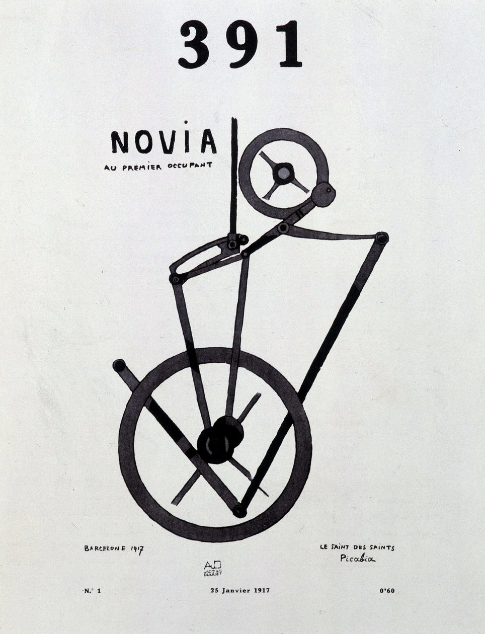 Okładka magazynu "391" nr 1 autorstwa Picabii (1879-1953), 25/1/1917. autorstwa Francis Picabia