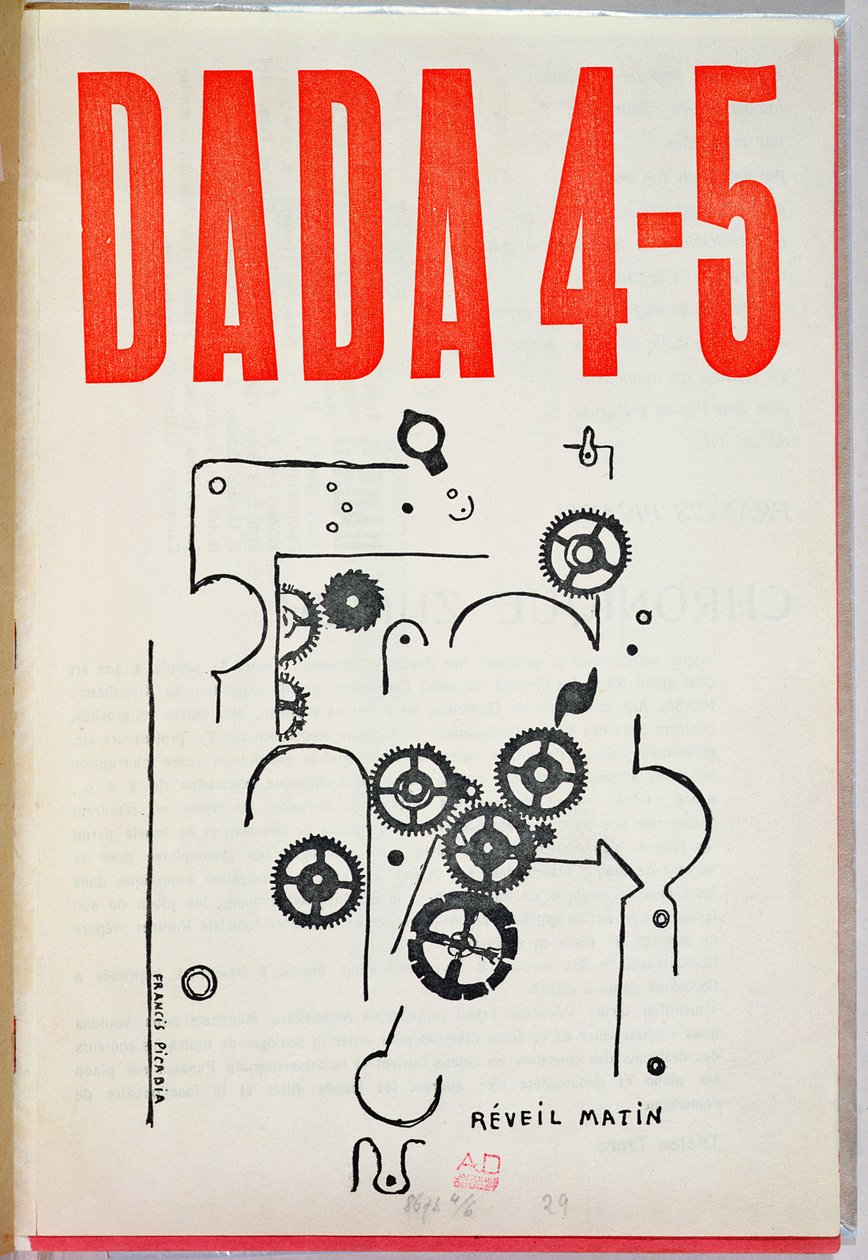 "Dada 4-5", okładka magazynu (kolorowa litografia) autorstwa Francis Picabia