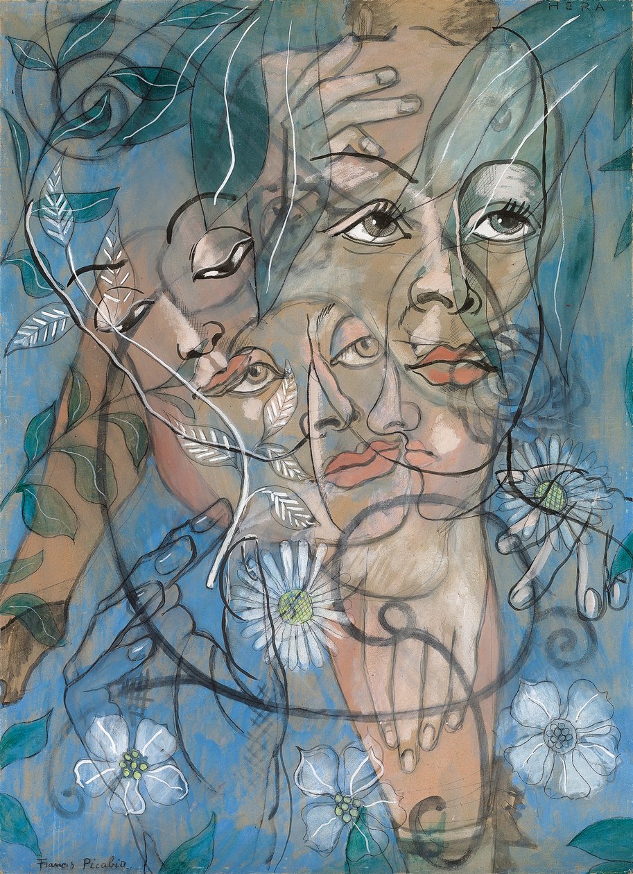 Hera, ok. 1929 (olej, gwasz, węgiel i ołówek na desce) autorstwa Francis Picabia