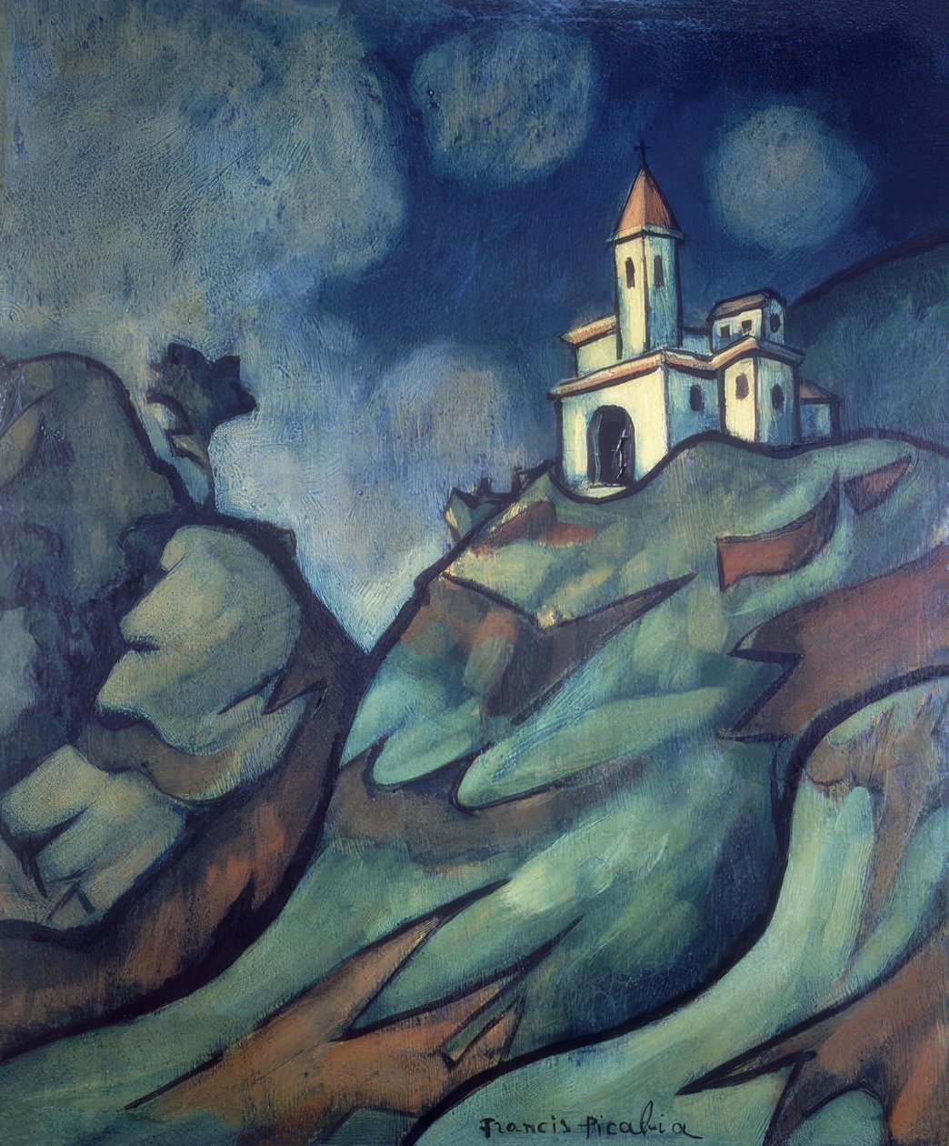 Krajobraz górski z kościołem autorstwa Francis Picabia