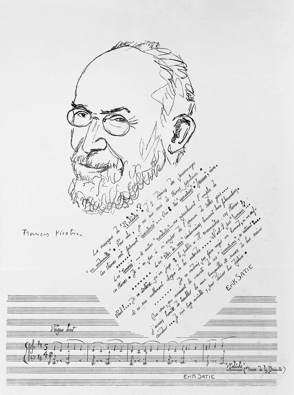 Portret francuskiego kompozytora i pianisty Erika Satie autorstwa Francis Picabia